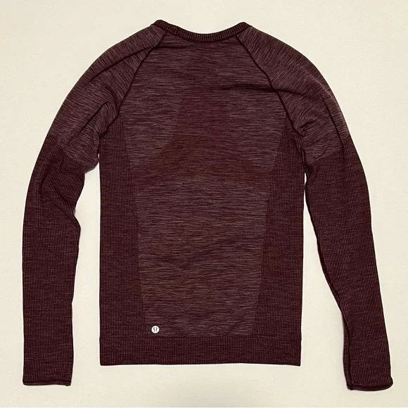 Lululemon Swiftly Wool Pullover Long Sleeve Shirt Dark Adobe/White Size 8 - Picture 7 of 14